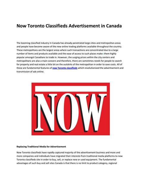 now toronto classified|Culture